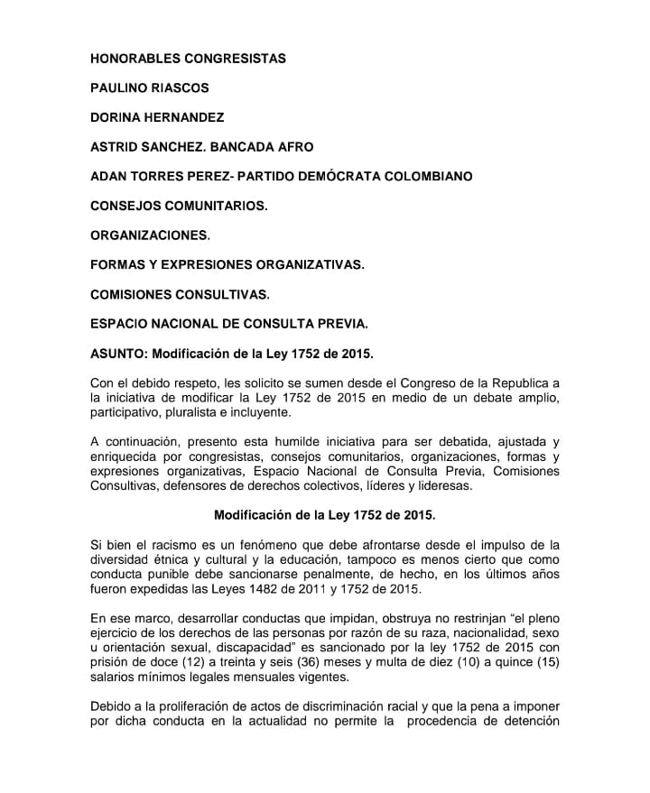 ronaldvaldespad's tweet photo. No basta con rechazar el grosero acto racista contra @FranciaMarquezM, necesario es modificar la Ley 1752 de 2015. @petrogustavo @ExtraNoticiasCo @Osgazu @lenisoscar1 @cesar_guajui303 @Giovariasc @agmethescaf @LuisAlfonsoEsc @PedroAdanTorres @BenkosPacifico @pedrohflorez https://t.co/USh09QYgqI