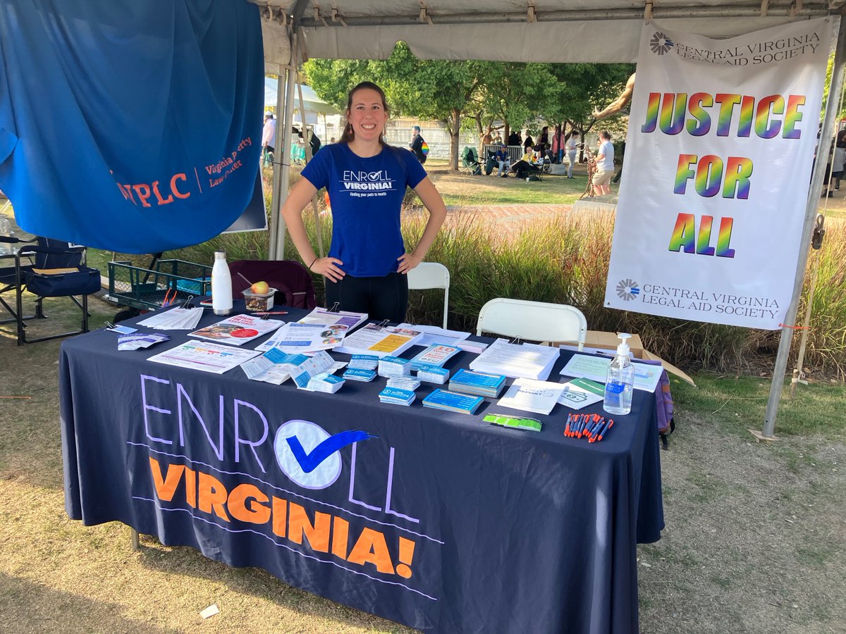 The VPLC outreach team and @EnrollVirginia navigators from @CVLASRichmond teamed up this weekend to share resources on lending fairness, affordable health coverage, and more with attendees at VA Pridefest!