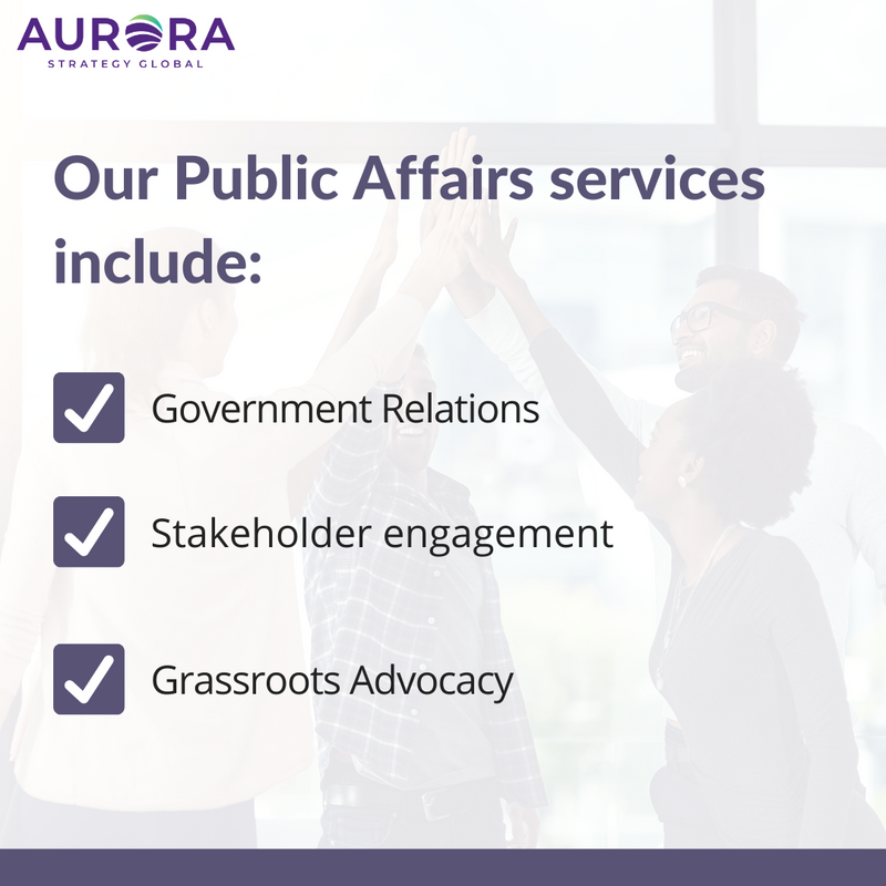 Aurora_Strategy's tweet photo. π©ββοΈ Public Affairs' primary concentration is on lawmaking and public policy.
We help you deal with new legislation that can impact your commercial interests. π
π¬ Find out more about our Public Affairs services here: https://t.co/rKAP68gzkT
#AuroraStrategyGroup https://t.co/suoOfn6Mam