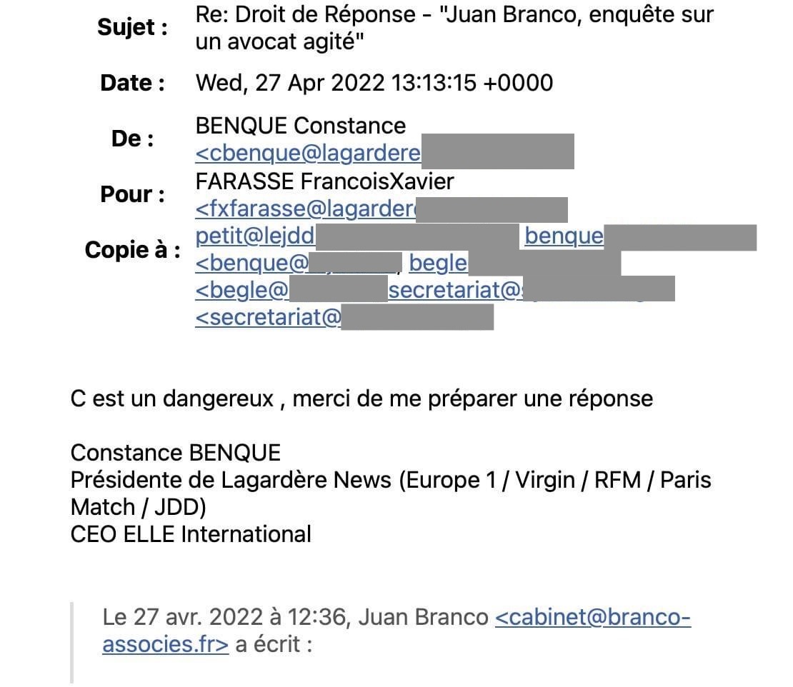 anatolium's tweet photo. Lorsque la PDG du groupe Lagardère News oublie de te retirer de ses CC et te qualifie de "dangereux".

Six mois de verrouillage de compte pour l'avoir révélé.

Six mois plus tard, on est là et on ne lâche pas. https://t.co/jC2PjxKh2U