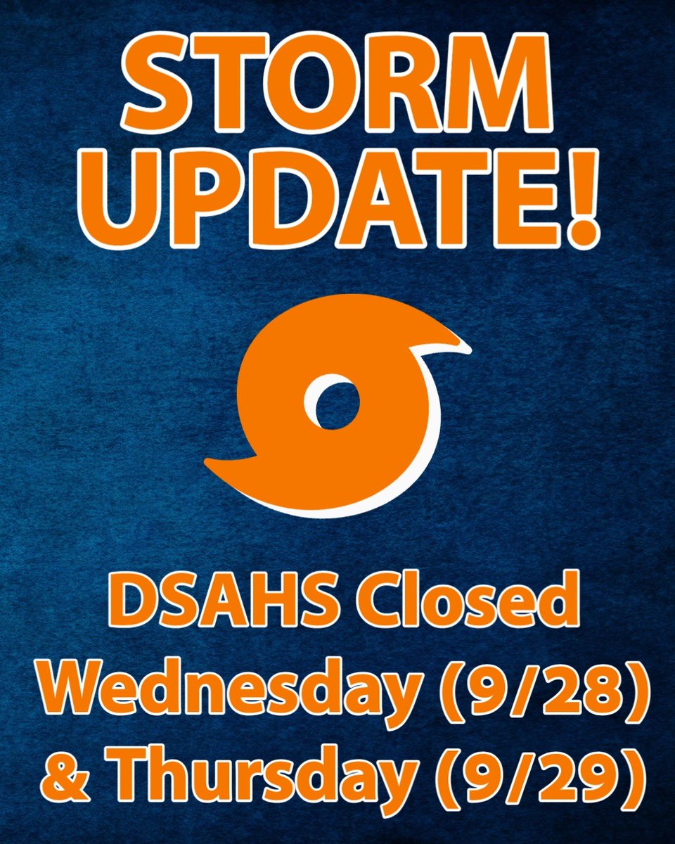 DSAHS will be following <a href="/MDCPS/">Miami-Dade Schools</a> in closing our school tomorrow (9/28) and Thursday (9/29) due to Hurricane Ian.  All afterschool activities have also been canceled.