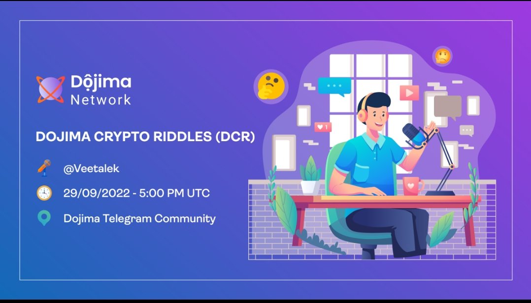 dojimanetwork's tweet photo. 📢 Dear Community,

Join us in our community “Crypto Riddles" event. 

🤔 Do you've what it takes to solve our tricky riddles? 

➡️Make it a date with us as we engage the community with some riddles.

🎙️@veetalek
📍https://t.co/0r461bMGB7
🕒 5PM UTC
📅 29/09/2022

#BTC https://t.co/UIMzVXj7TY