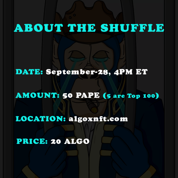 PrisonerApe's tweet photo. 🔥🔥Bounty System for Public Shuffle #2🚀🚀

#algofam #freeape #AnimalRights #PAPE https://t.co/KVo1gwosvB