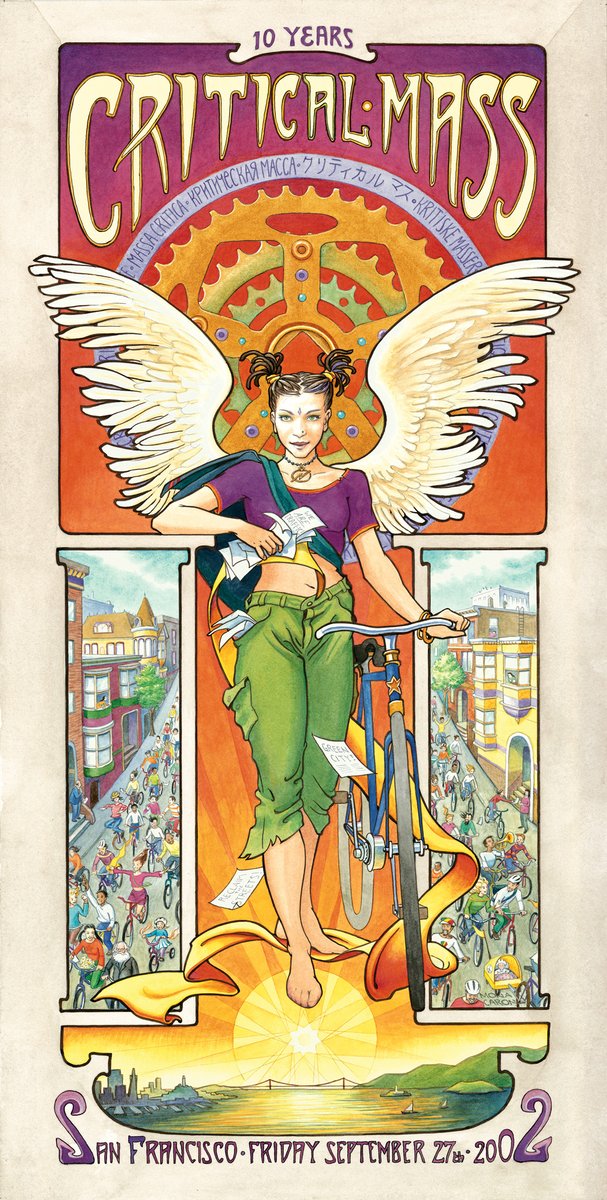 CriticalMassSF's tweet photo. 2002: 10 Year Anniversary poster by Mona Caron
2012: 20 Year Anniversary poster by Mona Caron

2/3 https://t.co/7l1W2b0AAr