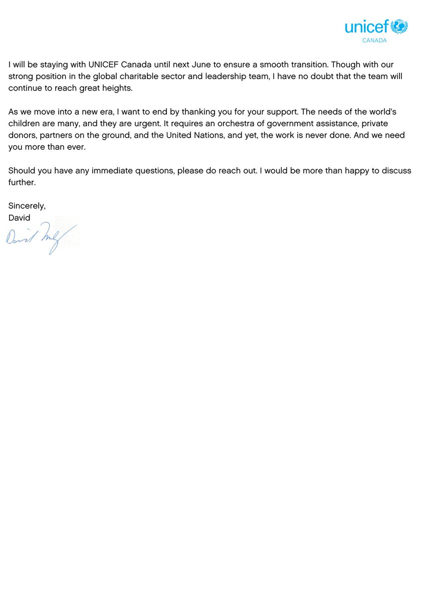 DMorleyUNICEF's tweet photo. It's been an incredible 50 years working for children, &amp; I wanted to share that I am retiring &amp; stepping down as @UNICEFCanada CEO.

Over the past few days I have shared this news with my colleagues, friends, families, our supporters and wanted to share it with you as well. https://t.co/S0n5BhJUrx