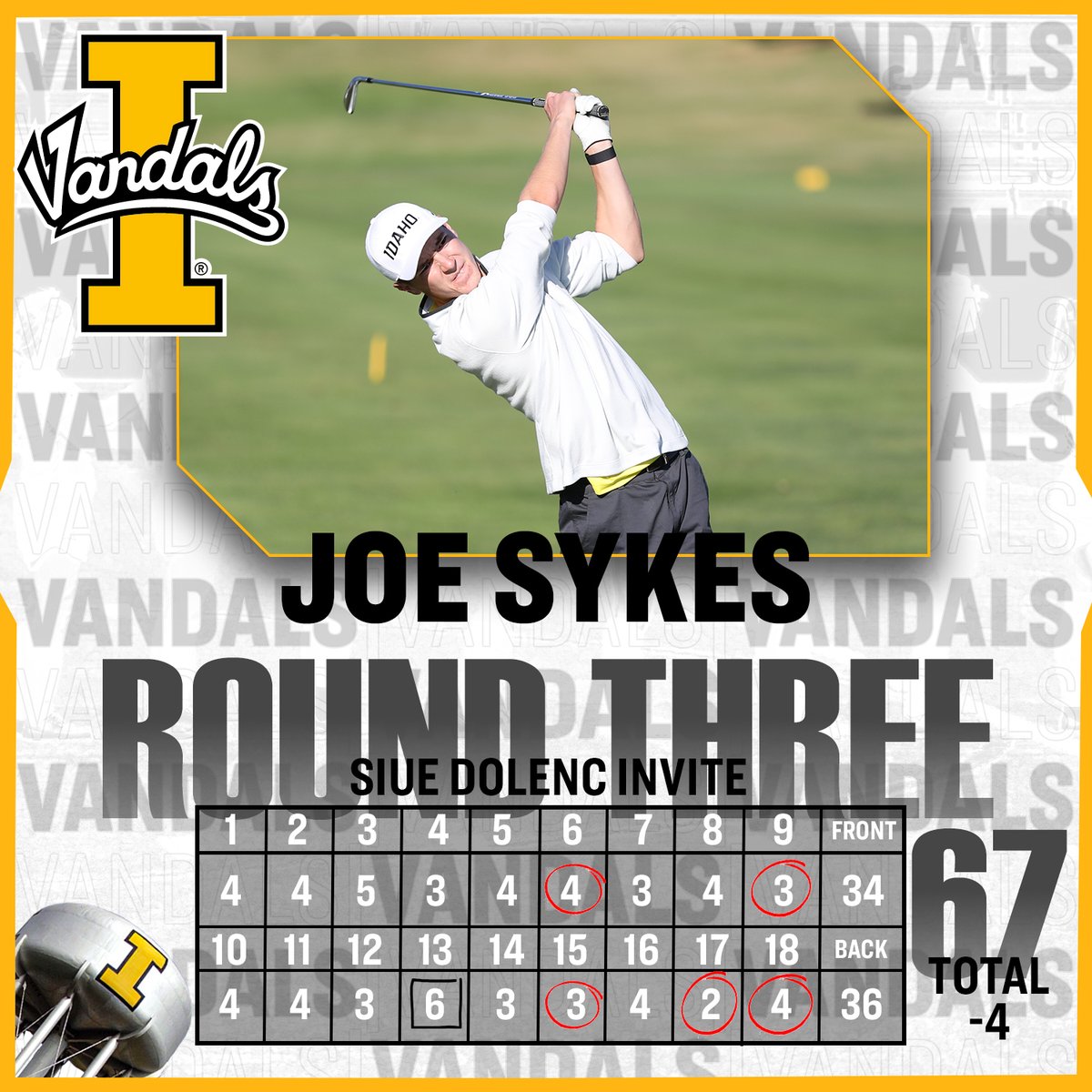 What a round by Joe Sykes! Five birdies on the day to put up a 67!

#GoVandals