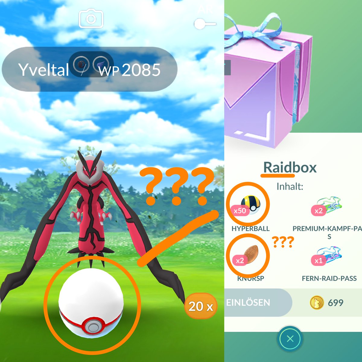spieletrend's tweet photo. Hello @NianticHelp!
So I bought the new Raid Box to be prepared for my Yveltal raid. How can I utilize the 50 Ultra Balls? I only have the option to select Premier Balls. Could you also be as kind as to tell me how to make use of the two Poffins during my raid adventures? Thanks! https://t.co/Z33zAtfW5Z