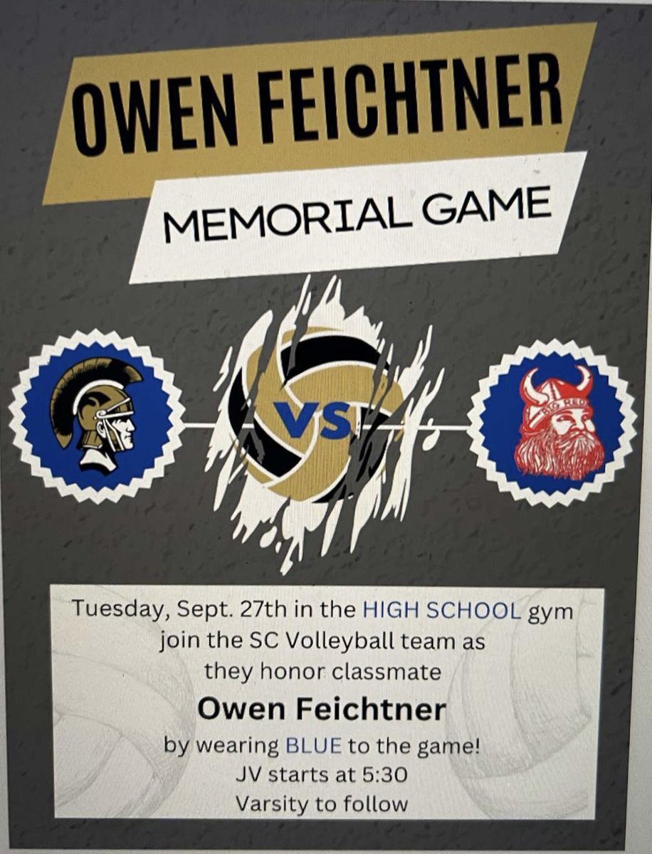 WeAreSCHS44837's tweet photo. Tonight the volleyball girls will be playing against Plymouth Vikings so please come out and support our girls by wearing blue in honor of Owen!💙#LadyTrojans #OStrong #staystrongforowen https://t.co/6Zg7GP1lVZ
