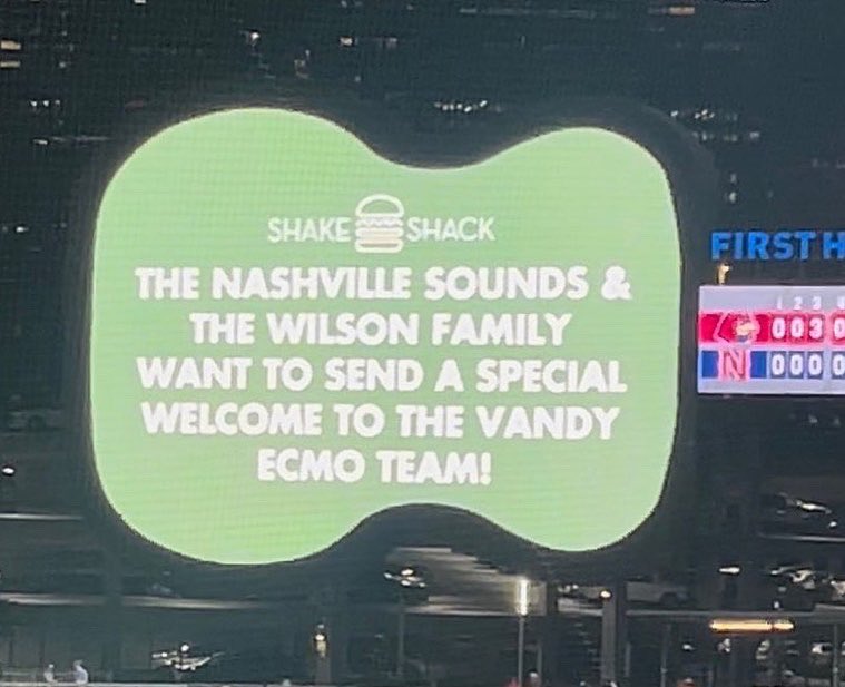 A few of our #ECMO Specialist had a fun night at the <a href="/nashvillesounds/">Nashville Sounds</a> game while our team got recognized for all their hard work and dedication! #Nashville #ELSO #YouGotThis <a href="/VUMCchildren/">Children's at VUMC</a> #Pediatrics #neonatal #PICU #NICU #PCICU #SavingLives