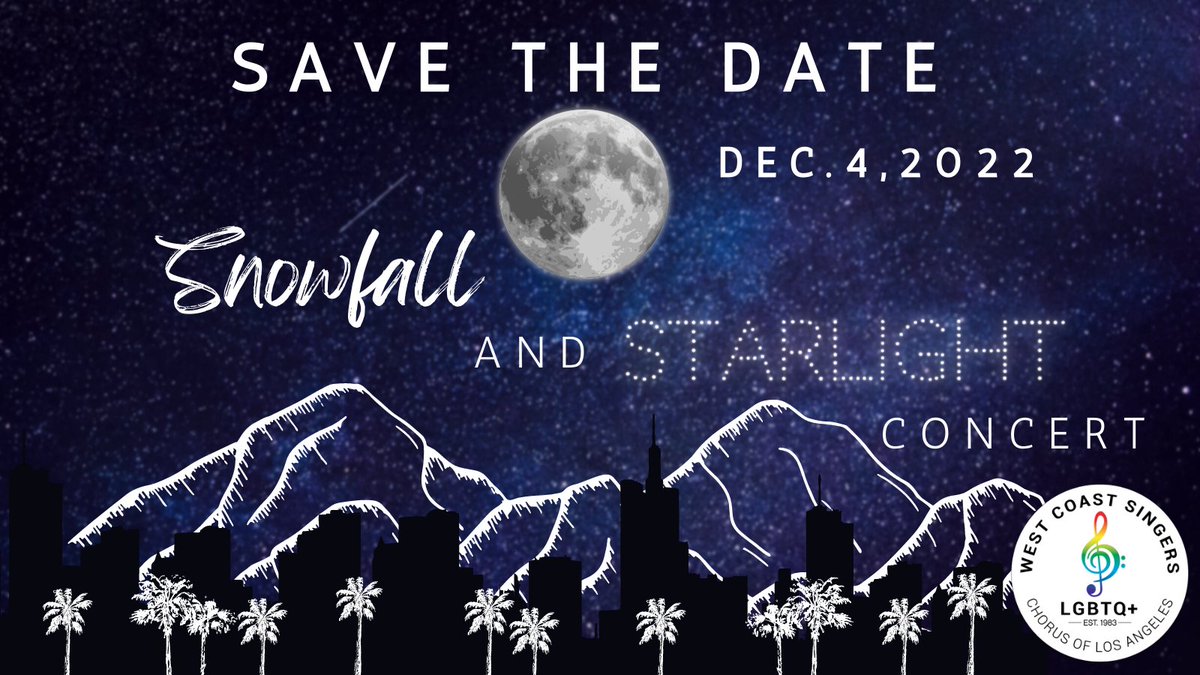 wcsla1's tweet photo. #SaveTheDate! Entering our 40th season, #WCSLA holiday concert “Snowfall and Starlight" includes gospel, swing, and doo wop twists! Join us at #ZipperConcertHall in DTLA on 12/4/22!!  Visit https://t.co/3mSTZFrTG2 for updates. See you all soon for a swingin’ holiday celebration! https://t.co/mQSu4GhXuS