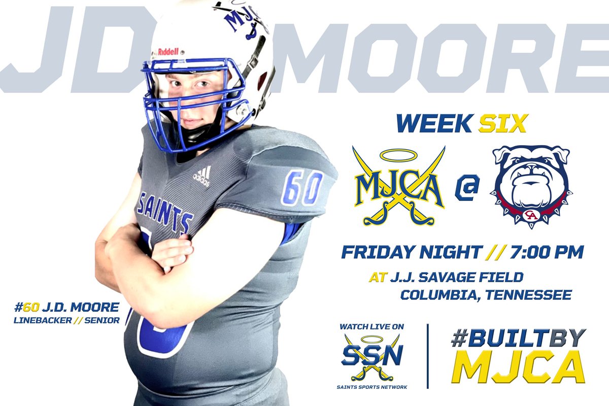 chsklly's tweet photo. Bye week down. ✅
Prepared for Week 6. ✅
@mjcaathletics heads down to Columbia Academy to take on the Bulldogs! Kickoff at 7:00 pm at J.J. Savage Field. See you on Friday night! ⚔️
#MJCA #Football #Saints #BuiltByMJCA #RakChazakAmats #MJCASaints #MJCAvsCA https://t.co/eFndOkHtEF
