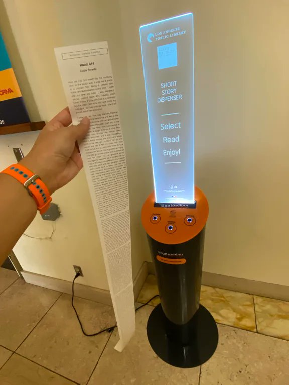 drewmingl's tweet photo. Short story dispenser at Los Angeles Public Library Central.  CVS gettin ready to file a patent infringement 😂 @LAPublicLibrary https://t.co/IGujBMqzSr