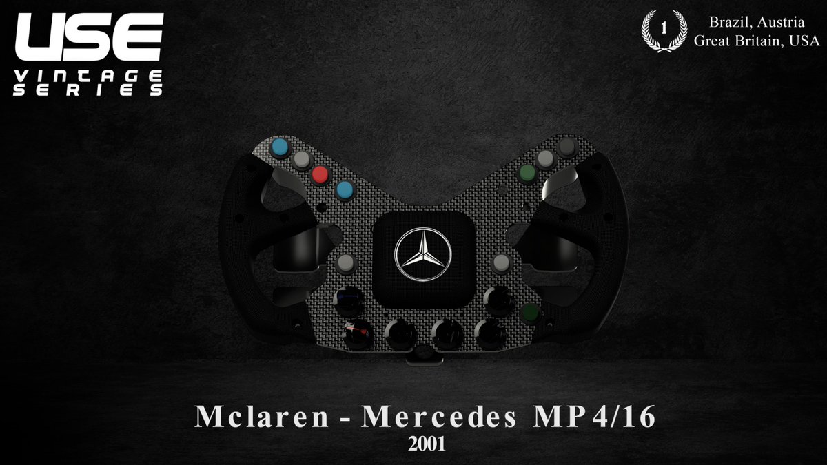 UseSimracing's tweet image. Simracing McLaren - Mercedes MP4/16 steering wheel from 2001, driven by @davidcoulthardf1 and 
@f1mikahakkinen . Let us know what you think of it. 😏

It will be available soon.

You can also order your own replicas or custom wheels.

DM for more info 📩
instagram.com/p/CjBZQZttoYW/…