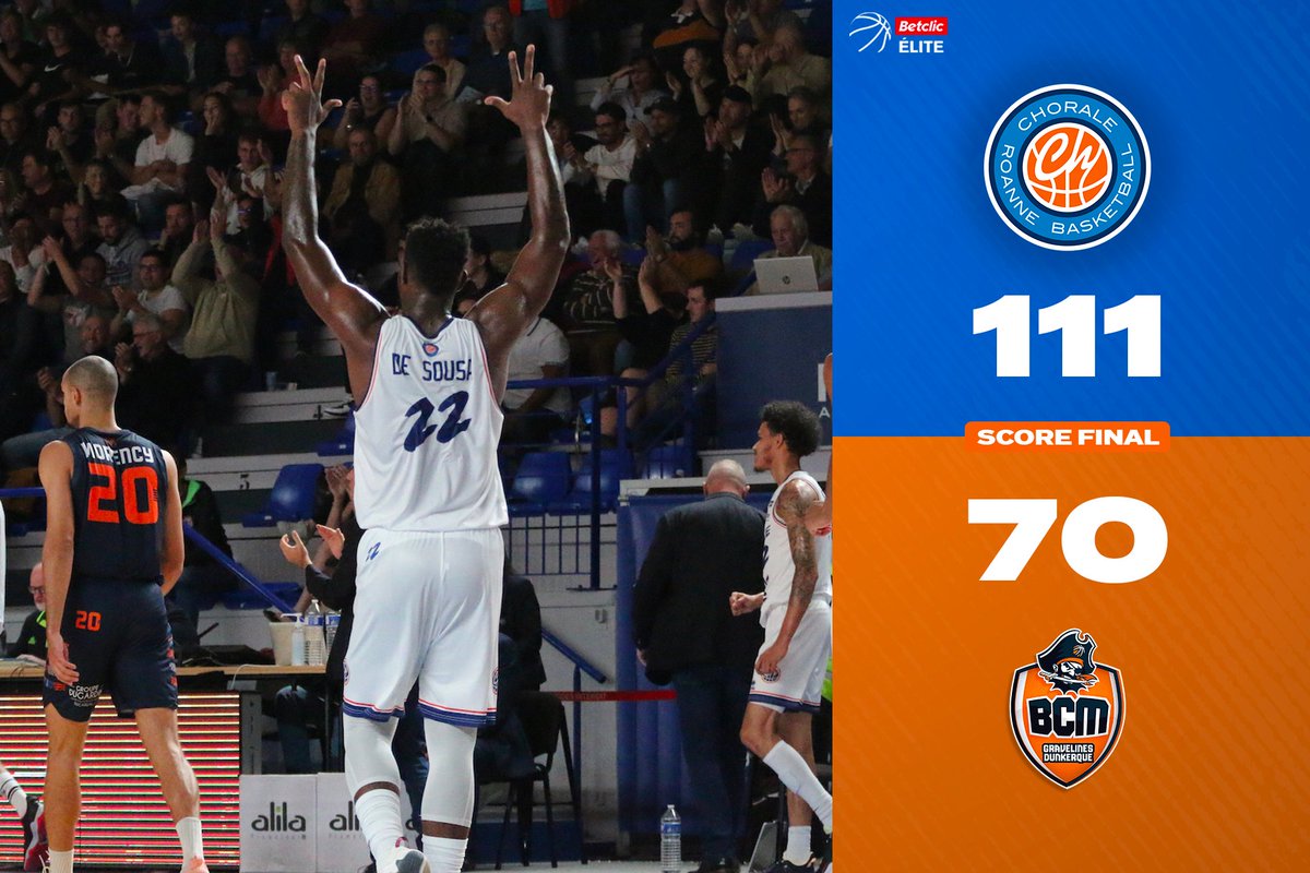 ChoraleRoanne's tweet photo. VICTOIRE CHORALIENNE !! | Chorale 111-70 Gravelines

Quelle réaction de nos Choraliens ! La Chorale ouvre son compteur cette saison en s'imposant de la plus belle des manières face au @BCMBasket !

📸 Laetitia Giraud
#CHOBCM #ChoraleNation https://t.co/5zjlKUseYE