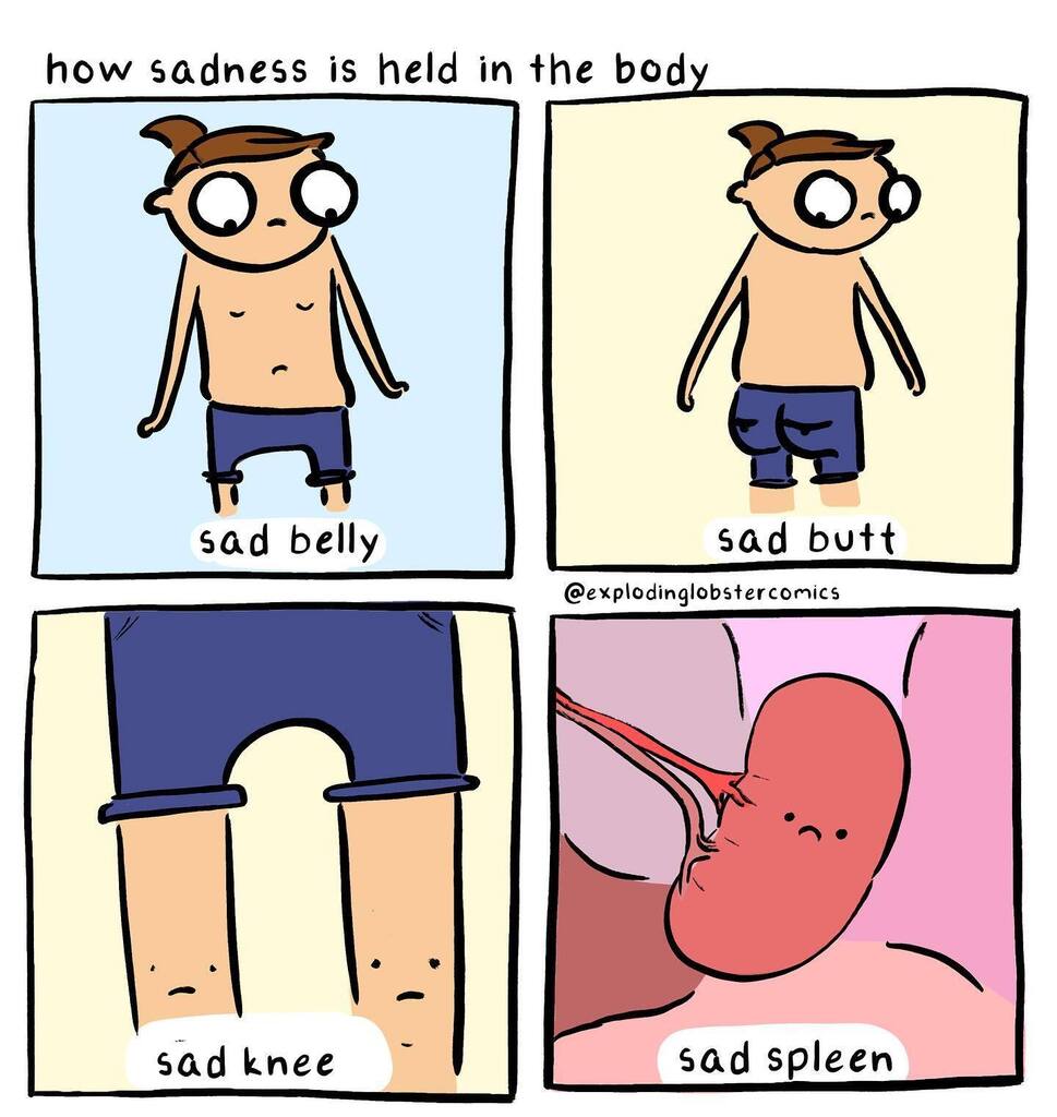 lobster_comics's tweet photo. thinking about the book the body keeps the score and also how many frownie faces I can make with my body
.
.
.
#thebodykeepsthescore #comics #sadmeme #sadmememes #depressionmeme #depressionmemesarethebest #depressionmemes4life https://t.co/M0ZKXCYZok