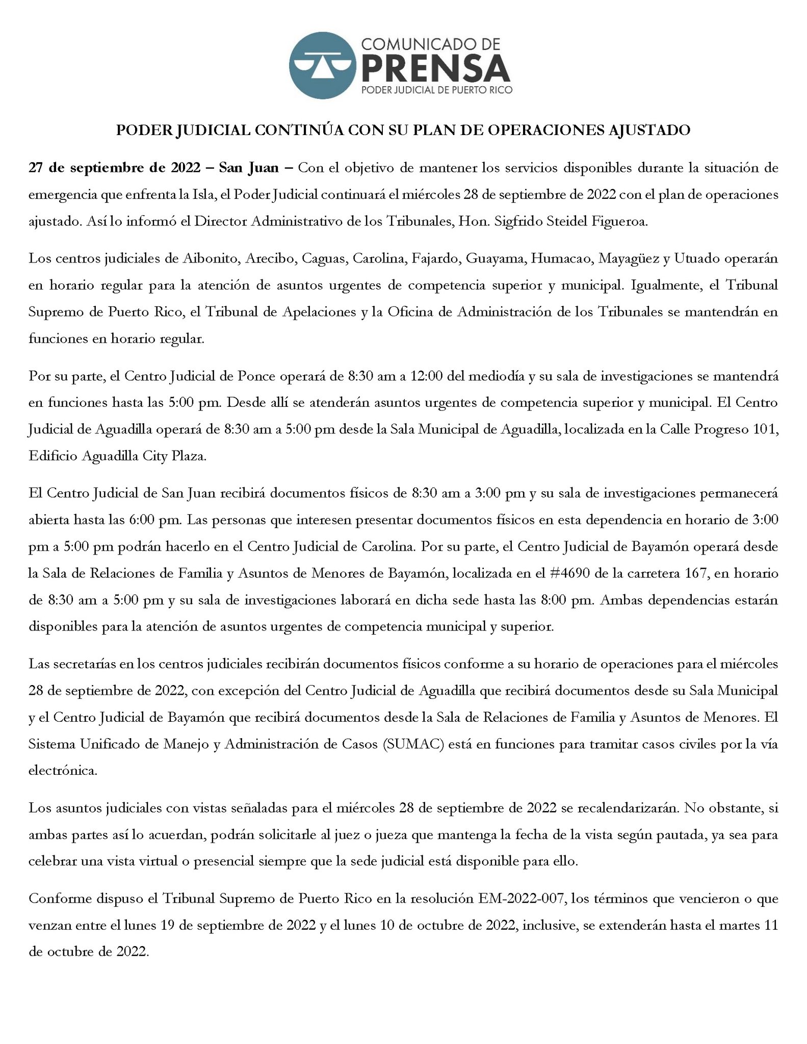 Poder judicial de puerto rico on twitter comunicado de prensa poder