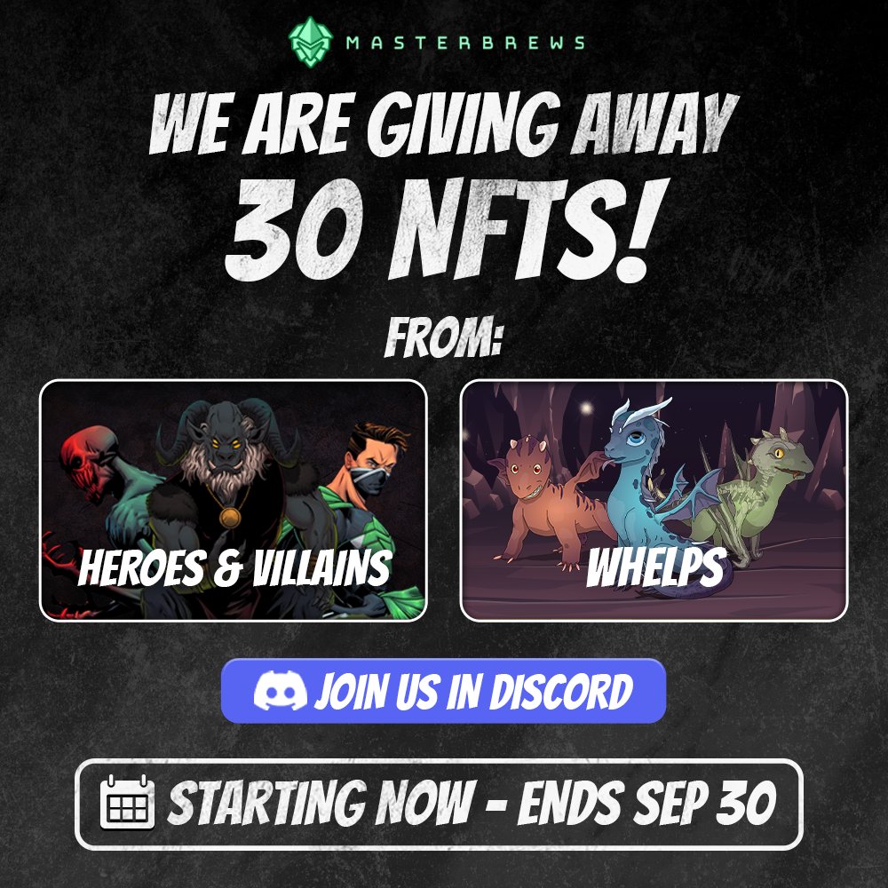 📣NFT giveaway📣

Find Discord and join the forces <a href="/MasterBrewsNFT/">MasterBrewsNFT - Smart People. Smarter Contracts.</a>.

#NFTGiveaways <a href="/HV_Origins/">Mark McKenna's Heroes & Villains (NFT, P2E)</a> <a href="/MasterBrewsNFT/">MasterBrewsNFT - Smart People. Smarter Contracts.</a> <a href="/WhelpsNFT/">WhelpS</a> <a href="/EndofDays_NFT/">End of Days: Ragnarök</a> <a href="/MarkMcKenna419/">Mark McKenna</a>