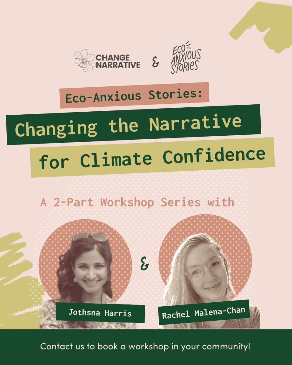 EcoAnxiousCa's tweet photo. Climate anxieties are normal, but they are hard to experience in isolation. Let's talk about our feelings and tell stories that mobilize meaningful change. 

Book a workshop with us here:
https://t.co/Xkv7Blt8cj

#ecoanxiety #ClimateAction 
With @JothsnaHarris and @rachelmalena https://t.co/Fu6e93JGQV