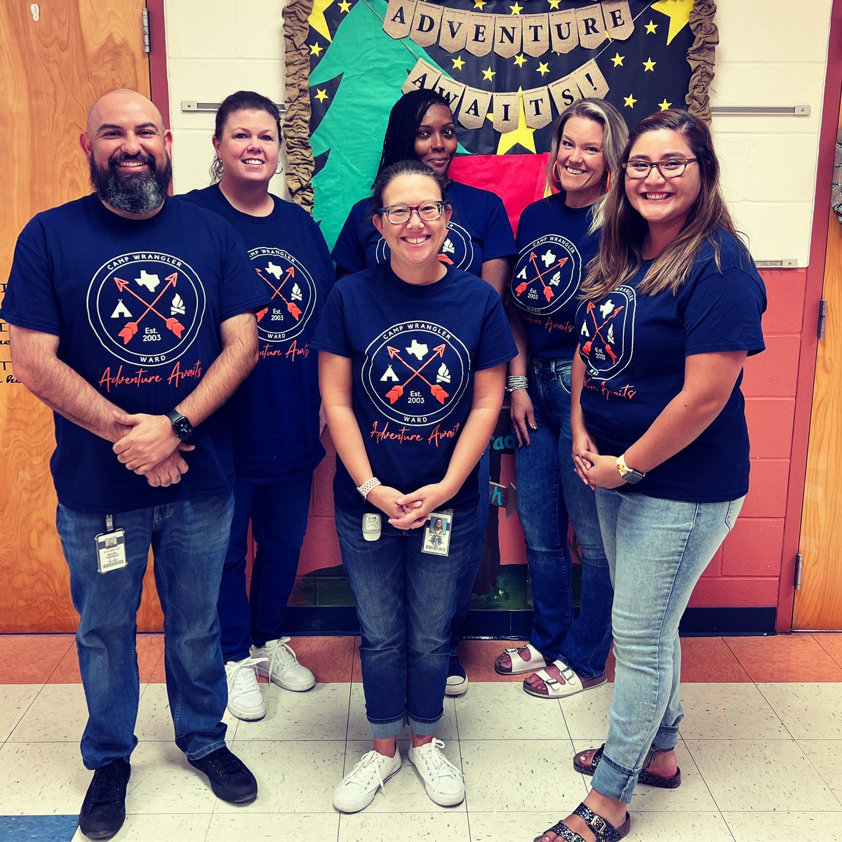 Burton5th's tweet photo. 💛 Childhood Cancer Awareness Month @WardWranglers.  Today was twin day to remind everyone that friends don’t let friends fight Cancer alone! Twins, Triplets, or Sextuplets. Lol @MrsBulsterbaum @5thBrown @Moncivais_Ward @rcepedamath 💛 https://t.co/cf6kI7RWZX