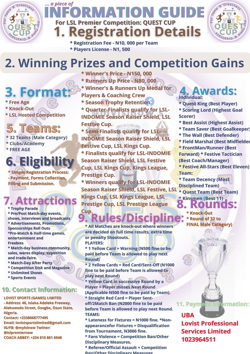 LSLPremierNow's tweet photo. @LSLPremierNow #QUESTCUP All you need to know about the @mylslnow #QUESTCUP. Register your Team Now. #QuestCup #ItsHere #BeHere. https://t.co/e97FFcnEnD