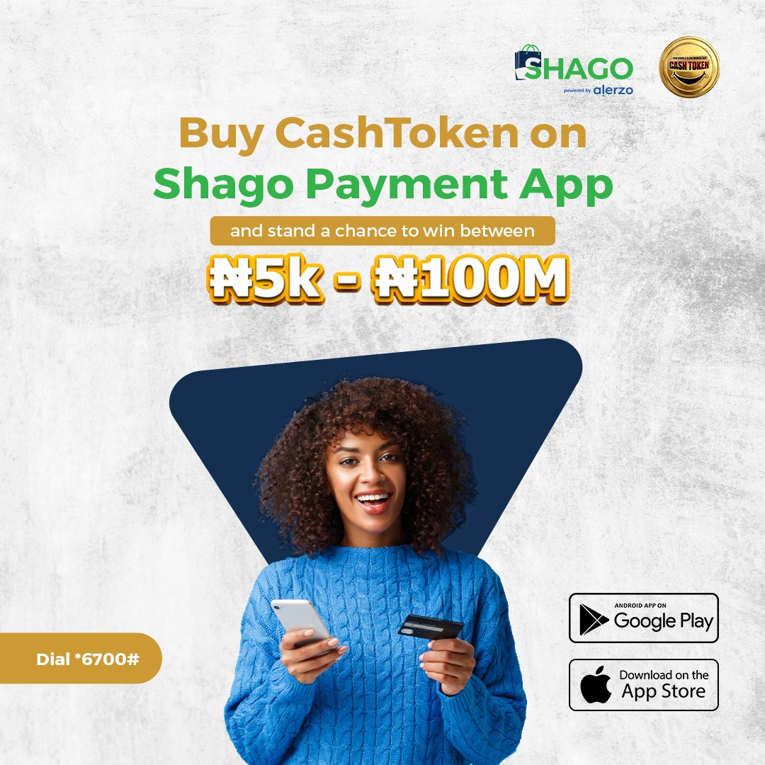 CashTokenHelp's tweet photo. CashToken now available on Shago payment app @shagopayments .
Buy CashTokens @N50 each and stand a chance to win up N100m this week.
#buyandwin #buy #CashToken #lifechangingopportunities #shago #shagoapp #winbig #cashreward https://t.co/0eEW6gwPr1