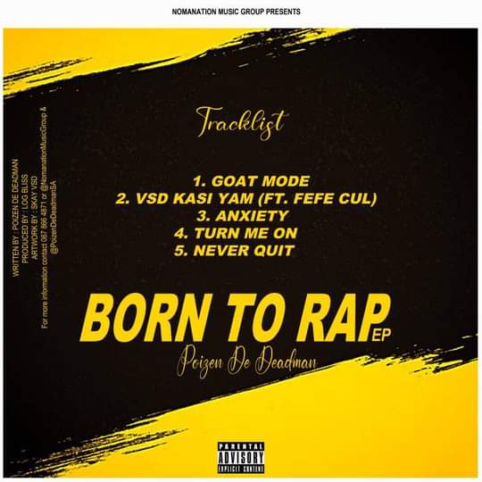 NomanationMusic's tweet photo. #BornToRapEP. 
1. Goat mode #slikouronlife  https://t.co/nK4bDwHDaC
2. Vsd kasi #slikouronlife  https://t.co/pvPgaNMbAC
3. Anxiety #slikouronlife  https://t.co/kakiT01r8T
4. Turn me on #slikouronlife  https://t.co/9FPVOWwU3f
5. Never Quit #slikouronlife  https://t.co/zNrRjuGO0c https://t.co/iE9NoBnegb