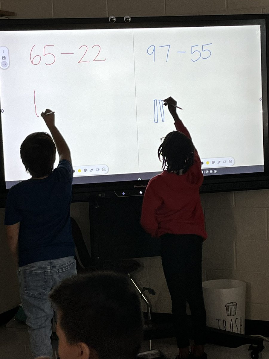 CodieDickerson's tweet photo. Brave mathematicians trying a new subtraction strategy on our ActivPanel. #ncssbethebest #ncsst4t #weareRPES https://t.co/pL7hOUN8L0