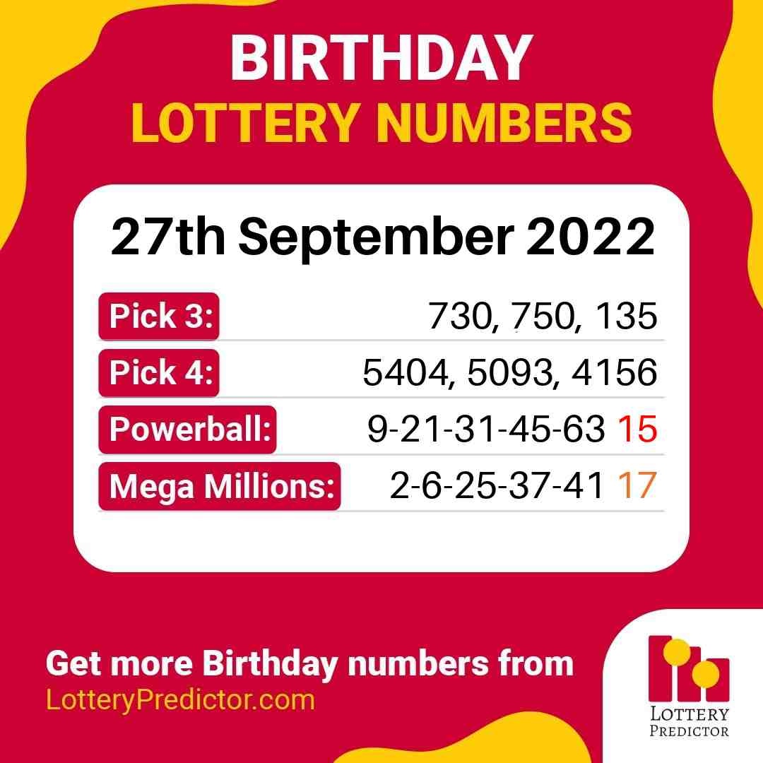 Birthday lottery numbers for Tuesday, 27th September 2022
#lottery #powerball #megamillions
https://t.co/IUURTpksPA https://t.co/3YhEHUOWaj