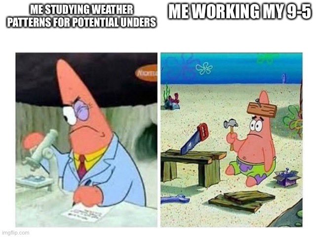 undersonlybets's tweet photo. @weather4unders hard at work this week. Stay tuned for some sicko weather unders coming your way! https://t.co/2afDgZctk8