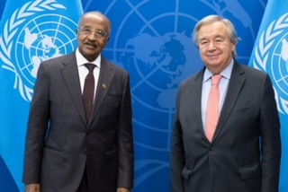 hawelti's tweet photo. On the sidelines of #UNGA77, #Eritrea's delegation, led by Foreign Minister Osman Saleh, met with UN Secretary General Antonio Guterres as well as the Foreign Ministers of Saudi Arabia, Iran and Cuba respectively on bilateral ties and international issues of mutual importance https://t.co/gxCp82UQnK