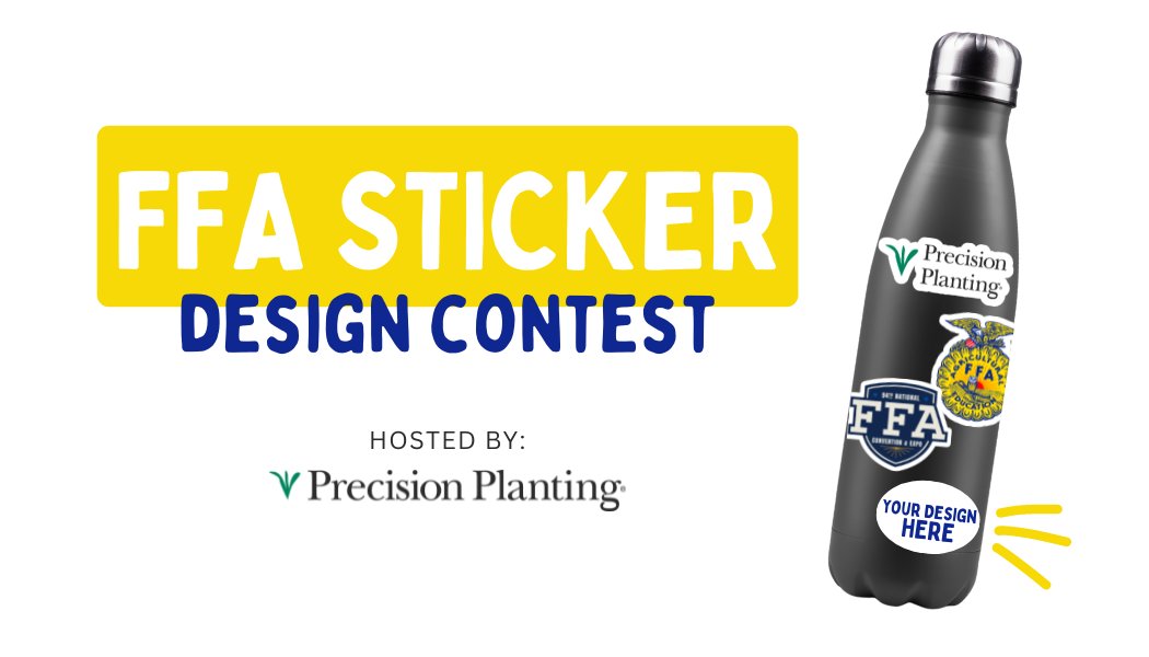 Precision Planting (@precisionplant) on Twitter photo » Tag or share with an FFA student or chapter!
We'll be handing out 30,000 stickers during the 95th <a href="/NationalFFA/">National FFA</a> Convention & we're looking for design ideas from FFA students. A prize valued at $400 is up for grabs!
▹ details: precisionplanting.com/agronomy/news/…
#FFA22 #FFA2022 » Tag or share with an FFA student or chapter!
We'll be handing out 30,000 stickers during the 95th <a href="/NationalFFA/">National FFA</a> Convention & we're looking for design ideas from FFA students. A prize valued at $400 is up for grabs!
▹ details: precisionplanting.com/agronomy/news/…
#FFA22 #FFA2022