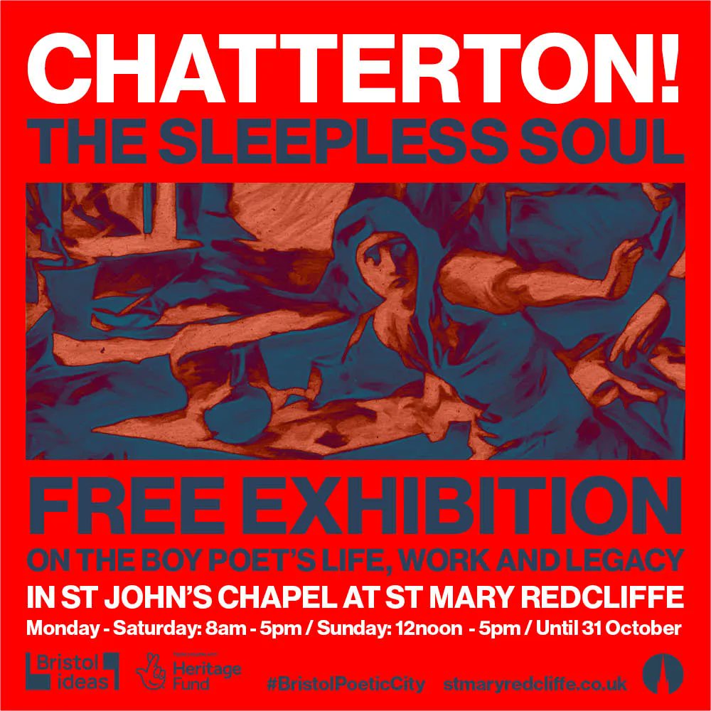 stmaryredcliffe's tweet photo. Exhibition Extended! 'Chatterton: The Sleepless Soul', our free exhibition on the life, work & legacy of Bristol's boy poet #ThomasChatterton, is extended until 31 Oct. Discover the father of English Romantic poetry, who was inspired by the gothic grandeur of #stmaryredcliffe https://t.co/pT99sDNB55