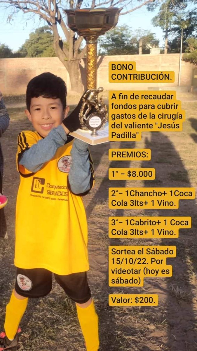 Ese es tu sueño hijo ser un gran jugador, tu esfuerzo es de todos los días, pero ahora llega la última intervención quirurgica y vas a levantar todas las copas y todas las medallas juntas. Vamos por lo último, todos te vamos ayudar a salir adelante.