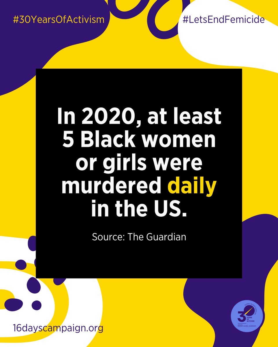 Systemic racism makes Black women:
📌 4x more likely to be murdered than white women
📌 2.9x more likely at risk of #MaternalMortality
📌 20% of women killed by #PoliceBrutality 

💻 Learn more about Black Femicide: bit.ly/BlackFemicideFS

#LetsEndFemicide of Black women &amp; girls