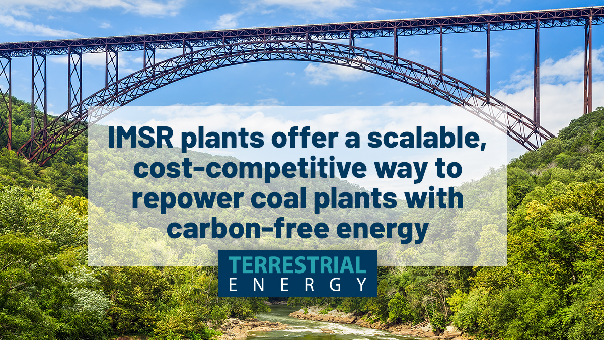Terrestrial Energy’s IMSR #Cogeneration plant offers a scalable, cost-competitive way to repower #coal facilities with a #carbonfree energy

#RepoweringCoal #Gen4Fission #AdvancedNuclear
bit.ly/3SrU8z4