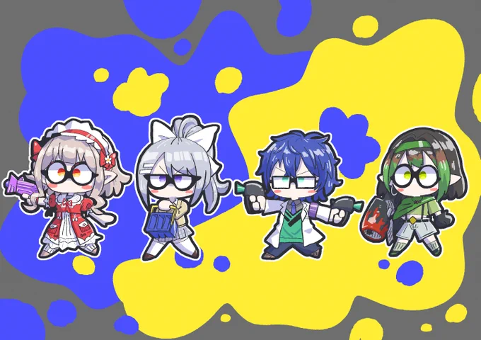 ガキスプラ楽しかった!!#お花畑青空大写生大会 #まめねことレオス #でろあーと #えるの絵だよ 