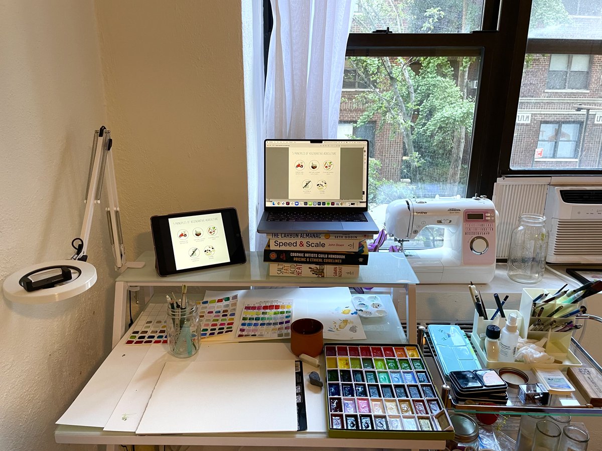 NicoleKelner's tweet photo. Getting set up for my climate art workshop with @mcjcollective tonight at 6pm EST about regenerative agriculture! See you soon 🌱🚜🍎 https://t.co/1ldWHxfgoX https://t.co/EA8GdqmEt9