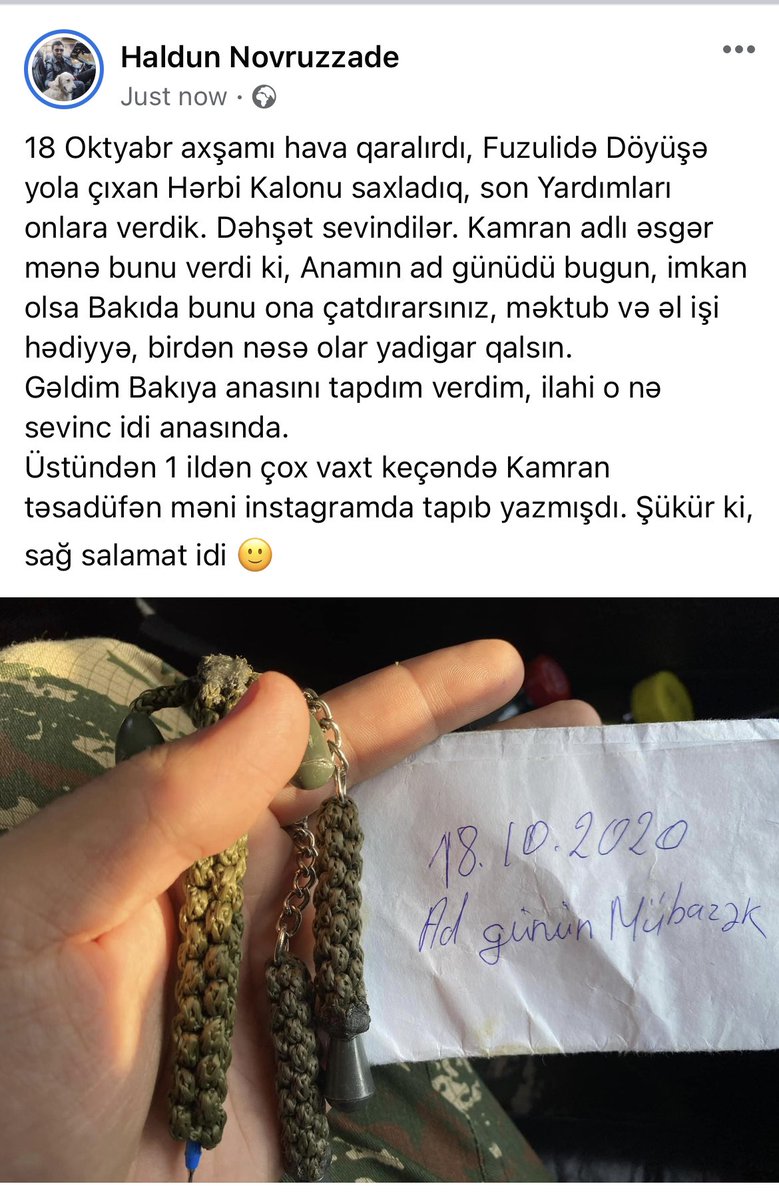 Kamran adlı əsgər Buşlat ipindən anasına hədiyyə göndərmişdi :)