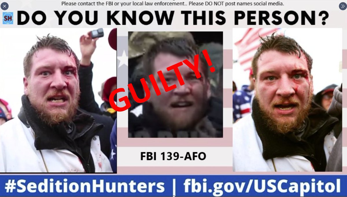 SeditionHunters's tweet photo. Judge finds #BloodyHeadWound Kyle Fitzsimons GUILTY of felony civil disorder, GUILTY of obstruction of an official proceeding https://t.co/1FbvavLxGi