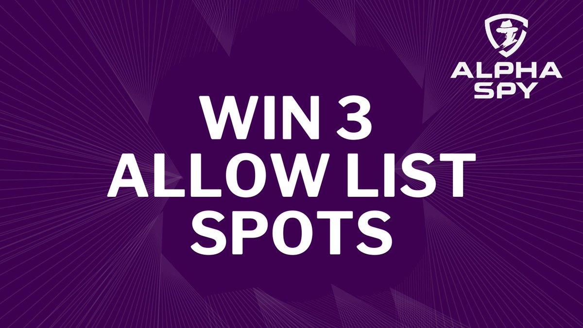 AlphaSpynft's tweet photo. Who wants some more allow list spots? 👀

✨ Win 3 Allow list spots

Entry:
✅Follow Us
✅Like &amp; RT
✅Tag 3 friends

⏰24 HOURS, 🏆 3 Winners

#NFT #NFTGiveaways #ETH #AlphaSpy https://t.co/qnHiD51EAn