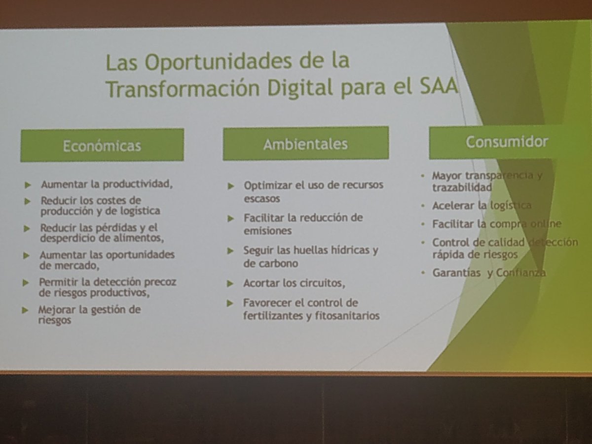 RaquelByR's tweet photo. 📢@RosaGallardo15 en #CongresoAgronomos expone cuáles son las oportunidades de la #TransformacionDigital para el sector agroalimentario y las claves para su adopción:

✅ Profesionales cualificados 
✅ Datos multipropósito 
✅ Conectividad 
✅ Relevo generacional 
✅ Alianzas https://t.co/uP9og5KPz3