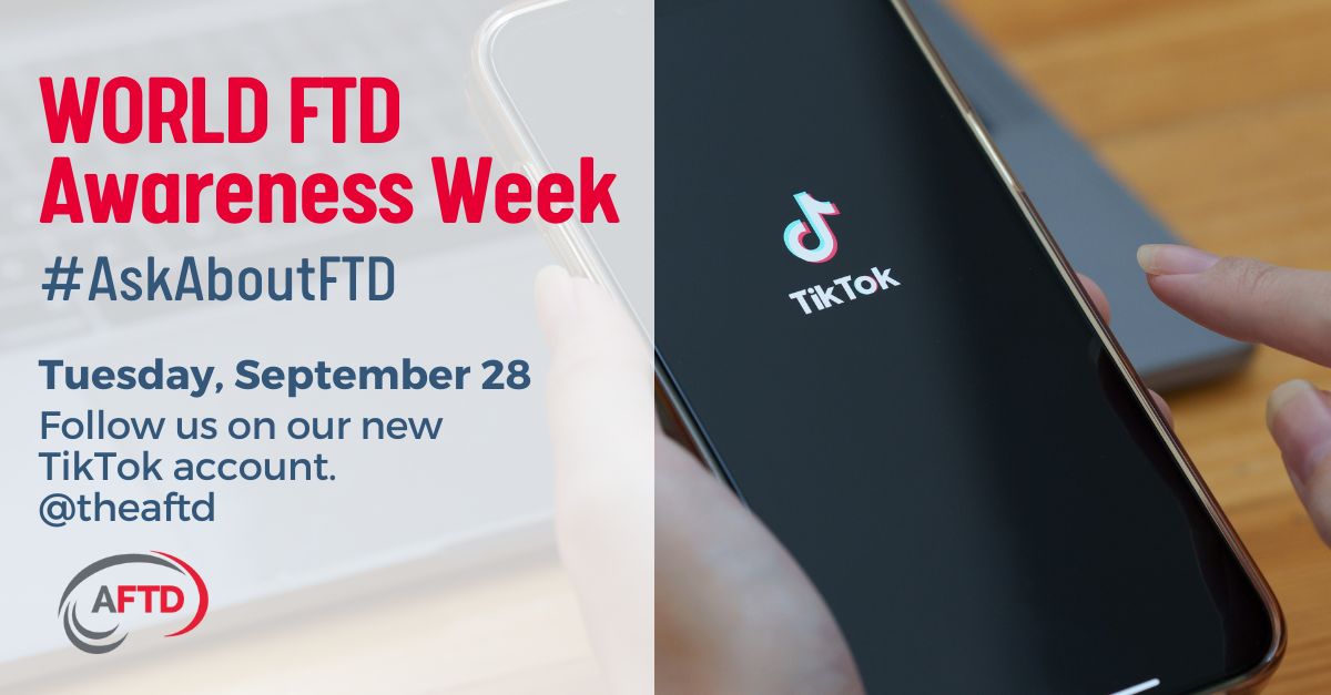 AFTDHope's tweet photo. For day three of #WorldFTDAwarenessWeek2022 we ask that you to follow us on our new TikTok account - our handle is @theaftd! You can also create your own video that explains why you chose to #AskAboutFTD and share it with us.
Learn more here: https://t.co/e9yUWxHJh8 https://t.co/dgSY5jVa4c