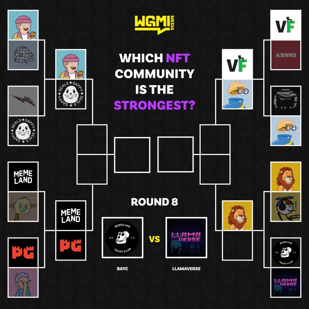 And last but not least for this round, <a href="/BoredApeYC/">Bored Ape Yacht Club 🍌</a> vs <a href="/Llamaverse_/">Llamaverse</a> 👀