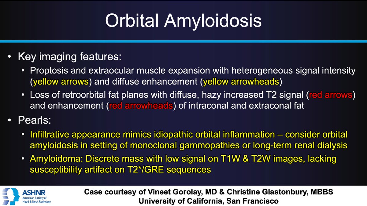 #ASHNRCOTW #203 ANSWER: Orbital amyloidosis! Thx Drs. Gorolay & @CMGlastonbury 4 case! #ASHNR23 @AshokSrini15 @nancyfstanford @callyrobs @DShatzkes @CDP_Rad @rhwiggins @nakoontz @cmtomblinson @WmOBrienDO @ESHNRSociety @TheASNR @AnnJayMD1 @RadRupa @tabby_kennedy @amyfjuliano