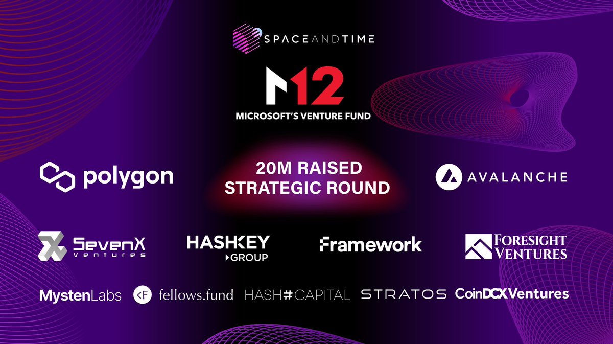 #SpaceandTimeDB is the first decentralized data warehouse built for smart contracts. We’ve partnered with leading VCs and #Web3 visionaries to power the next generation of smart contract use cases. 🚀⏳

Learn more:  spaceandtime.io