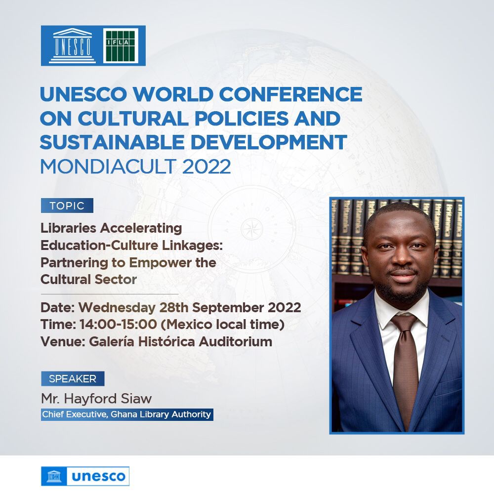 unescoghnatcom's tweet photo. #Mondiacult2022 is the @UNESCO world conference on cultural policies and sustainable development. 
Ghana will participate in this conference in Mexico  from 28th to 30th of September, 2022. 1/2

#MONDIACULT2022 #unesco #culture #ghana https://t.co/c4dc8ldwwg
