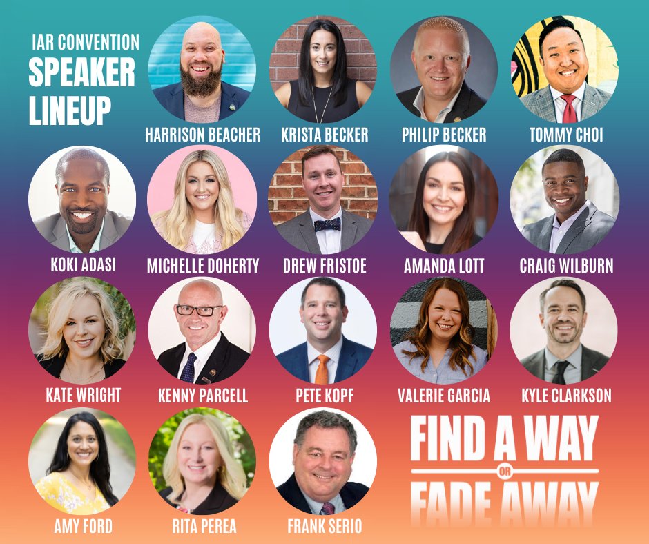 Speaker lineups don't get better than this! ✋ Hear from these engaging speakers at IAR Convention NEXT WEEK! Earn tons of CE and network with fellow Realtors from across the state at our fun evening events. Don't miss - register now: iowarealtors.com/convention