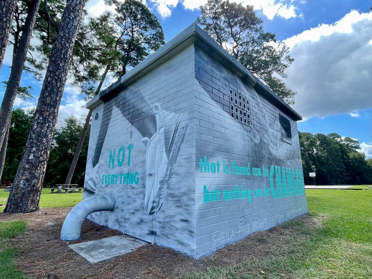 livingwallsatl's tweet photo. 1/3 of our newest murals with @NewGAProject in honor of #AhmaudArbery 

mural by @shepreebright, painted by @bkfoxx 
📍Ahmaud Arbery Park - Brunswick, Ga

"Not everything that is faced can be changed, but nothing can be faced until it is changed." - James Baldwin https://t.co/X2jkfh3wGc
