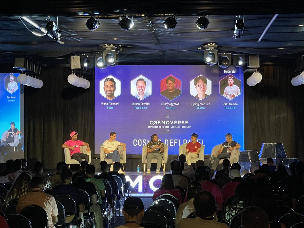 The Cosmos Defi panel is 🔥

<a href="/stride_zone/">Stride</a> 
<a href="/PersistenceOne/">Persistence One 🟠🔁</a> 
<a href="/sunnya97/">Sunny Aggarwal 🧪</a> 
<a href="/CrescentHub/">Crescent Network</a> 
<a href="/zmanian/">zmanian</a>