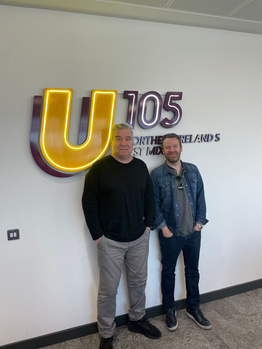 U105radio's tweet photo. Lovely having @neildelamere in for a chat with #JohnnyHero on #u105drive today! Neil is back with another hilarious show at Belfast’s SSE Arena on Friday February 17th 2023 https://t.co/m5Z40qTrWM
